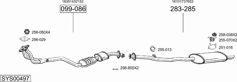 Bosal SYS00497 - Система випуску ОГ autocars.com.ua