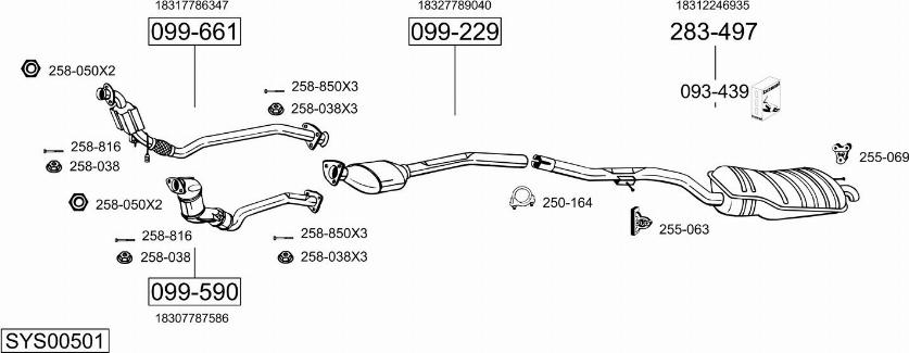 Bosal SYS00501 - Система выпуска ОГ avtokuzovplus.com.ua