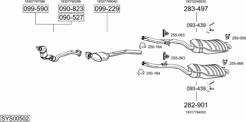 Bosal SYS00502 - Система выпуска ОГ avtokuzovplus.com.ua