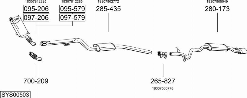 Bosal SYS00503 - Система випуску ОГ autocars.com.ua