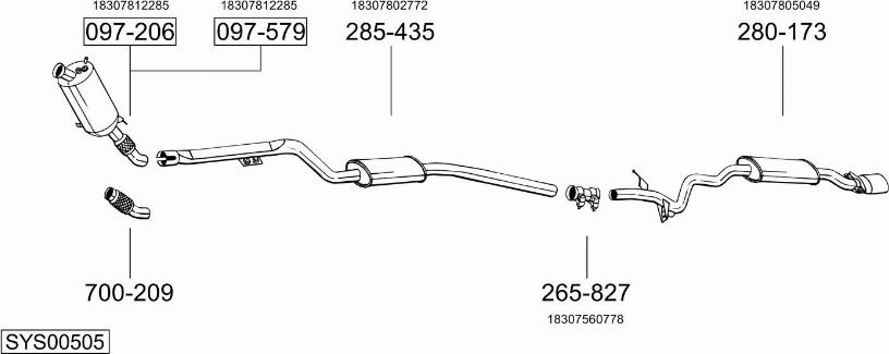 Bosal SYS00505 - Система випуску ОГ autocars.com.ua