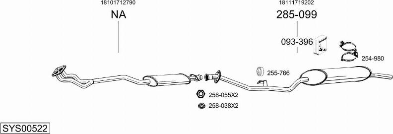 Bosal SYS00522 - Система випуску ОГ autocars.com.ua