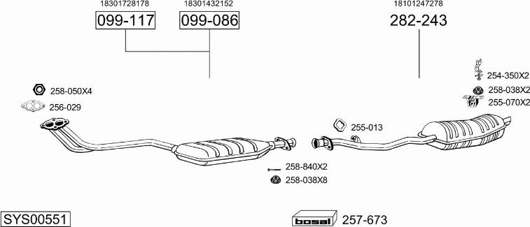 Bosal SYS00551 - Система випуску ОГ autocars.com.ua