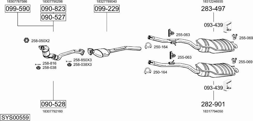 Bosal SYS00559 - Система випуску ОГ autocars.com.ua