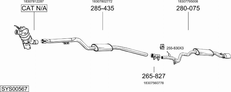 Bosal SYS00567 - Система випуску ОГ autocars.com.ua