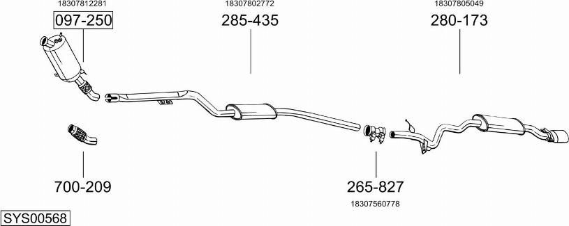 Bosal SYS00568 - Система випуску ОГ autocars.com.ua