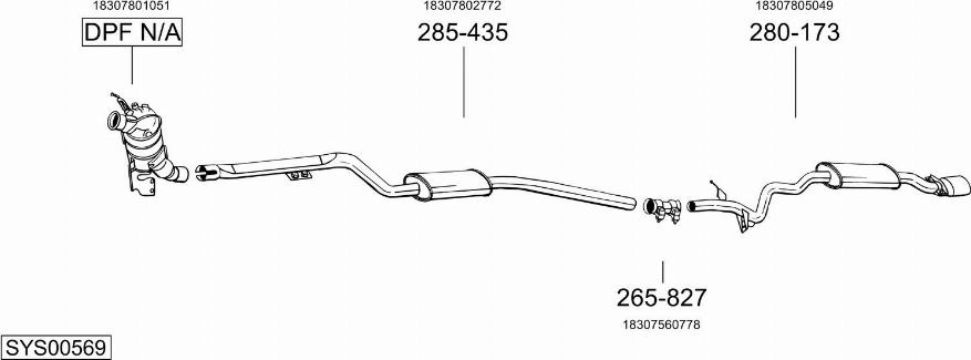 Bosal SYS00569 - Система випуску ОГ autocars.com.ua