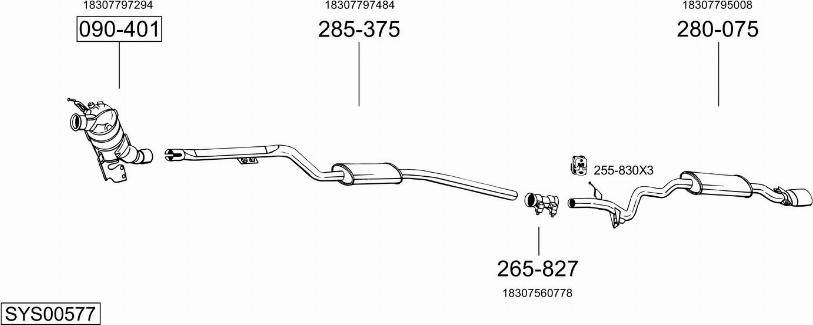 Bosal SYS00577 - Система випуску ОГ autocars.com.ua