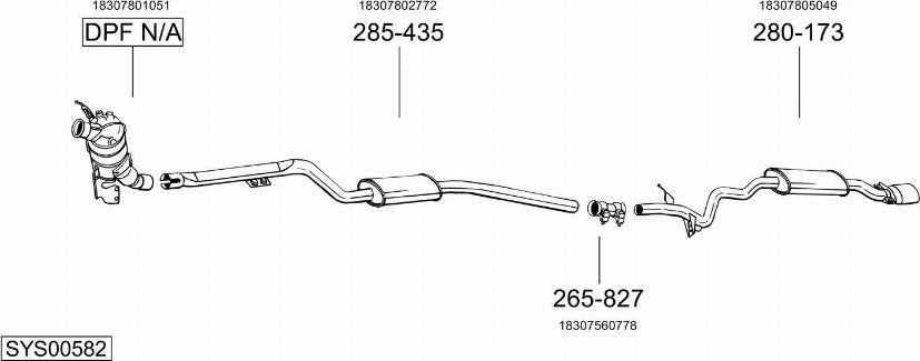 Bosal SYS00582 - Система випуску ОГ autocars.com.ua