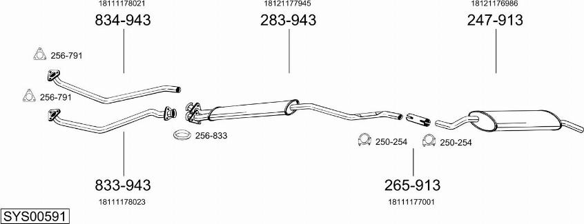 Bosal SYS00591 - Система випуску ОГ autocars.com.ua