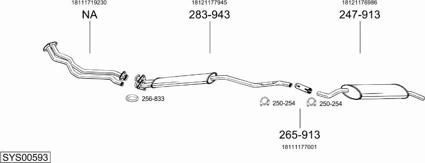 Bosal SYS00593 - Система випуску ОГ autocars.com.ua