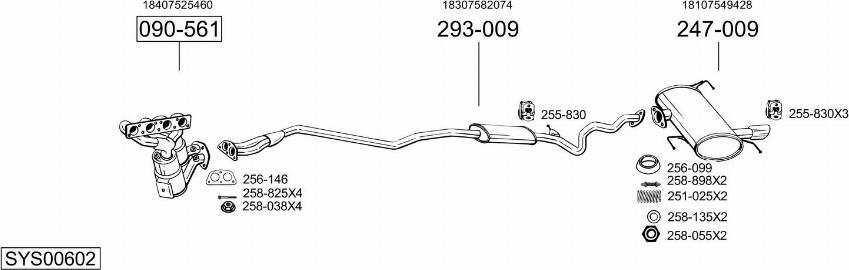 Bosal SYS00602 - Система випуску ОГ autocars.com.ua