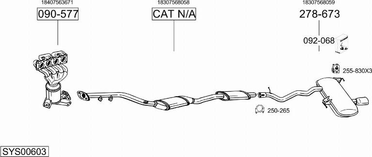 Bosal SYS00603 - Система випуску ОГ autocars.com.ua