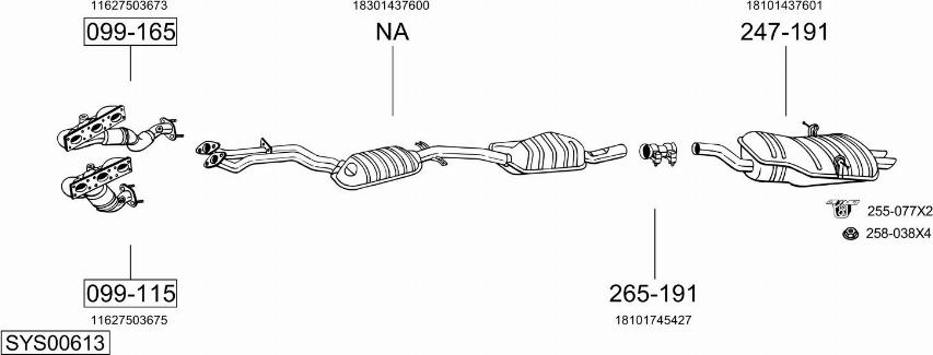 Bosal SYS00613 - Система випуску ОГ autocars.com.ua