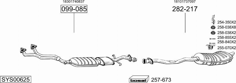 Bosal SYS00625 - Система випуску ОГ autocars.com.ua