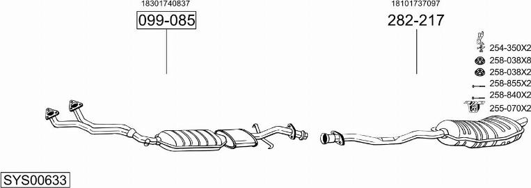 Bosal SYS00633 - Система випуску ОГ autocars.com.ua