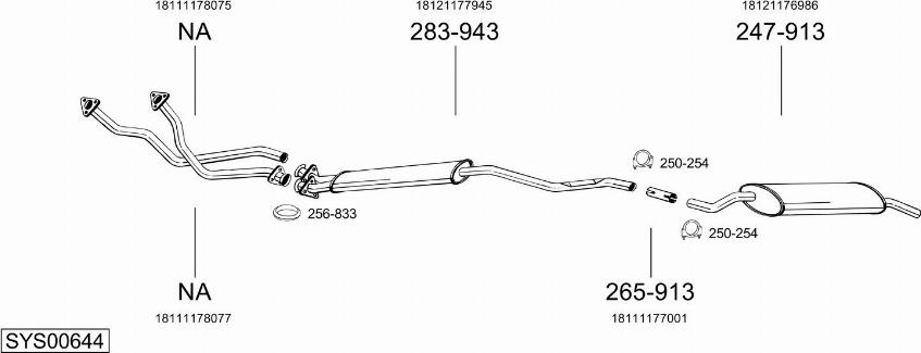 Bosal SYS00644 - Система випуску ОГ autocars.com.ua