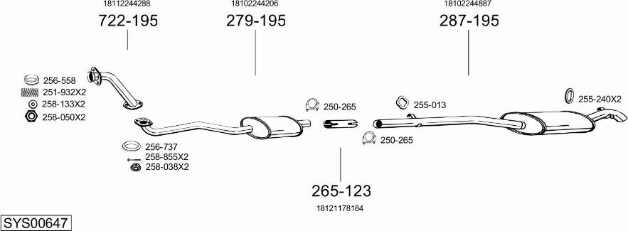 Bosal SYS00647 - Система випуску ОГ autocars.com.ua