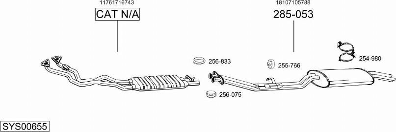 Bosal SYS00655 - Система випуску ОГ autocars.com.ua