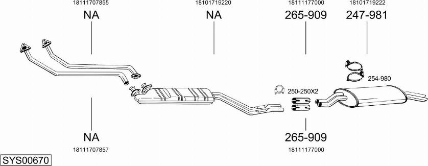 Bosal SYS00670 - Система випуску ОГ autocars.com.ua