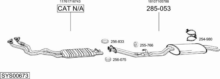 Bosal SYS00673 - Система випуску ОГ autocars.com.ua