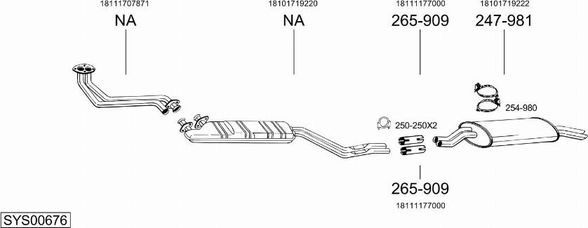 Bosal SYS00676 - Система випуску ОГ autocars.com.ua