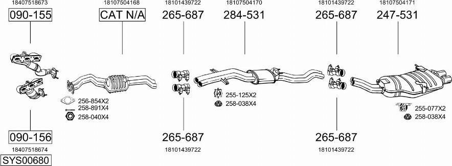 Bosal SYS00680 - Система выпуска ОГ avtokuzovplus.com.ua