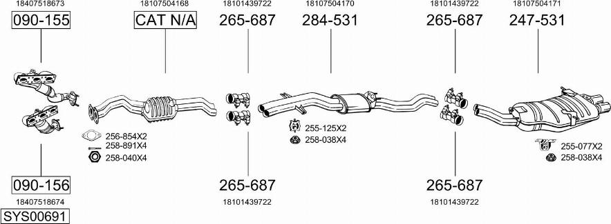 Bosal SYS00691 - Система випуску ОГ autocars.com.ua