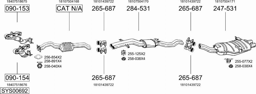 Bosal SYS00692 - Система випуску ОГ autocars.com.ua