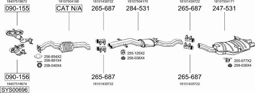 Bosal SYS00696 - Система выпуска ОГ avtokuzovplus.com.ua