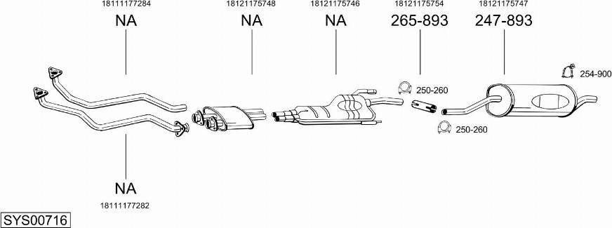 Bosal SYS00716 - Система випуску ОГ autocars.com.ua