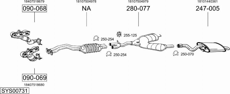 Bosal SYS00731 - Система випуску ОГ autocars.com.ua