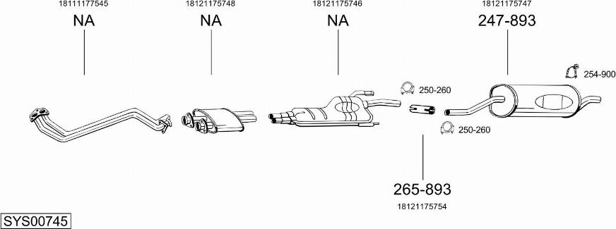 Bosal SYS00745 - Система випуску ОГ autocars.com.ua