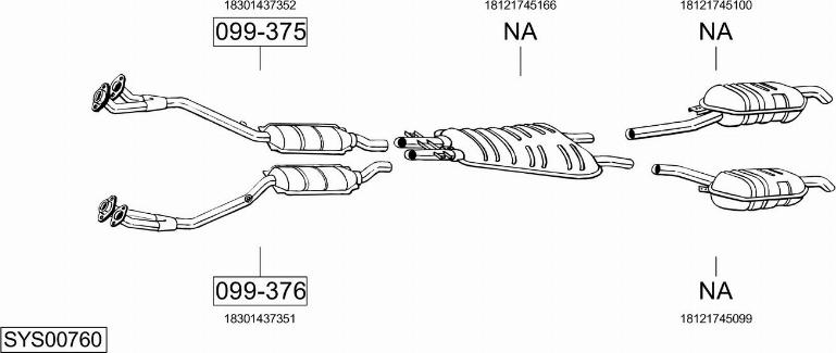 Bosal SYS00760 - Система випуску ОГ autocars.com.ua
