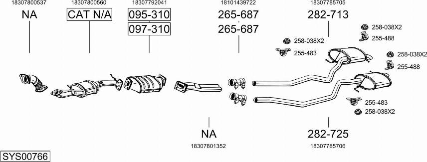 Bosal SYS00766 - Система випуску ОГ autocars.com.ua