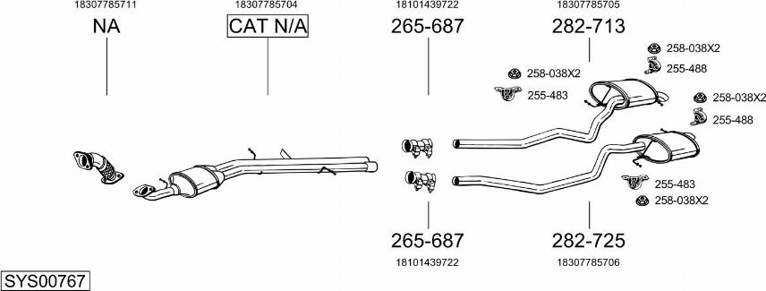 Bosal SYS00767 - Система випуску ОГ autocars.com.ua