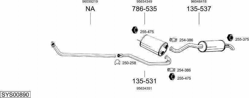 Bosal SYS00890 - Система випуску ОГ autocars.com.ua