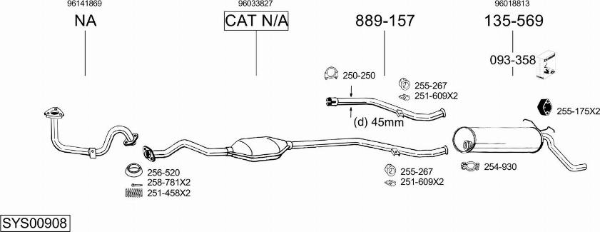 Bosal SYS00908 - Система випуску ОГ autocars.com.ua