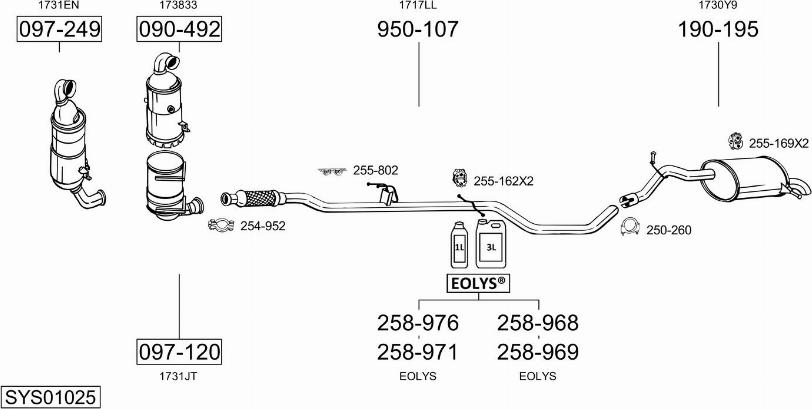 Bosal SYS01025 - Система випуску ОГ autocars.com.ua