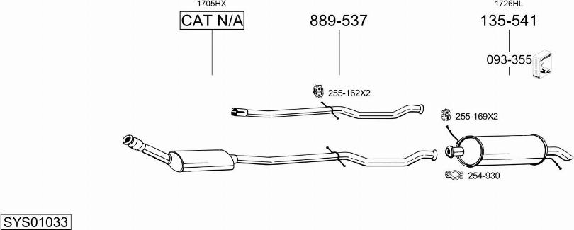 Bosal SYS01033 - Система випуску ОГ autocars.com.ua