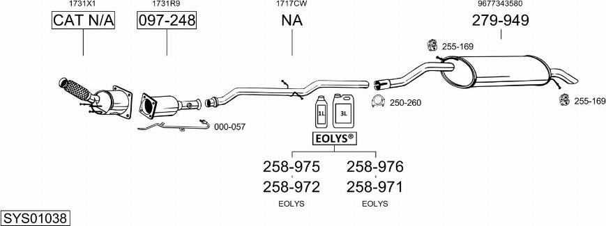 Bosal SYS01038 - Система випуску ОГ autocars.com.ua