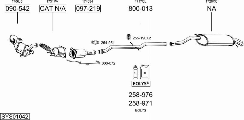 Bosal SYS01042 - Система випуску ОГ autocars.com.ua