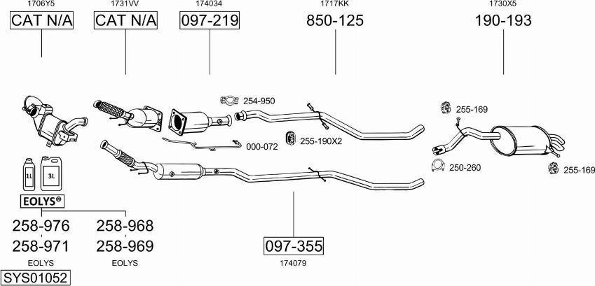 Bosal SYS01052 - Система випуску ОГ autocars.com.ua