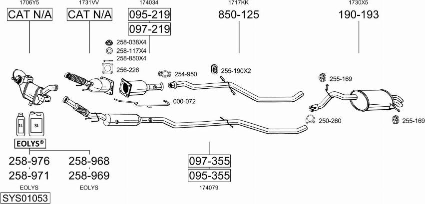 Bosal SYS01053 - Система випуску ОГ autocars.com.ua