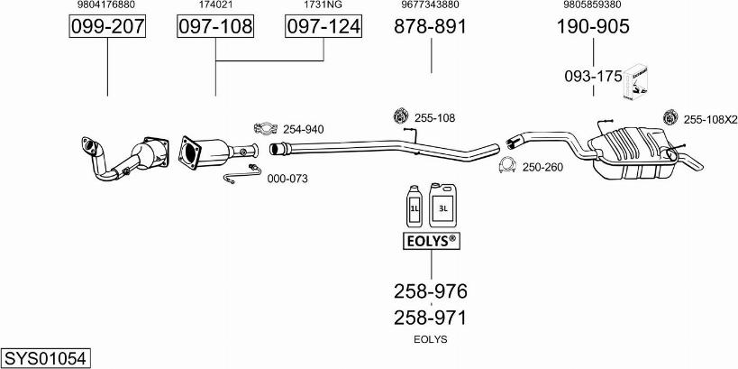 Bosal SYS01054 - Система випуску ОГ autocars.com.ua