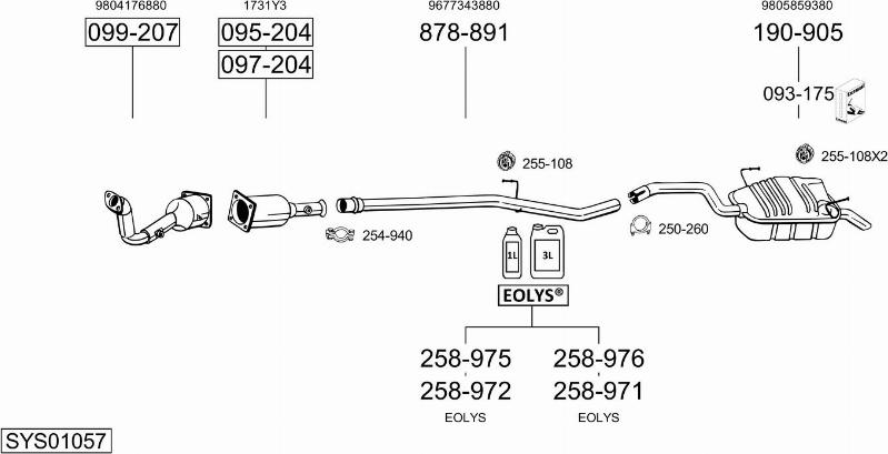 Bosal SYS01057 - Система випуску ОГ autocars.com.ua