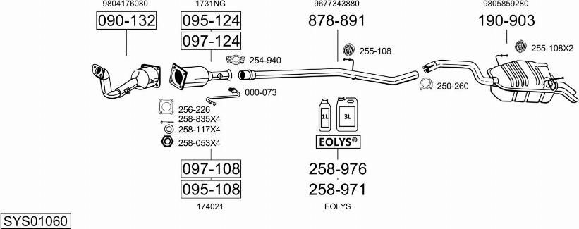 Bosal SYS01060 - Система випуску ОГ autocars.com.ua