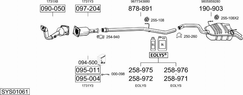 Bosal SYS01061 - Система випуску ОГ autocars.com.ua