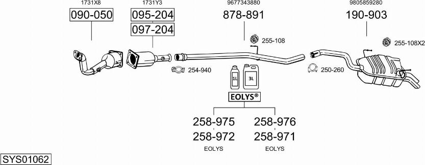 Bosal SYS01062 - Система випуску ОГ autocars.com.ua