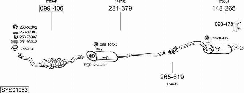 Bosal SYS01063 - Система випуску ОГ autocars.com.ua